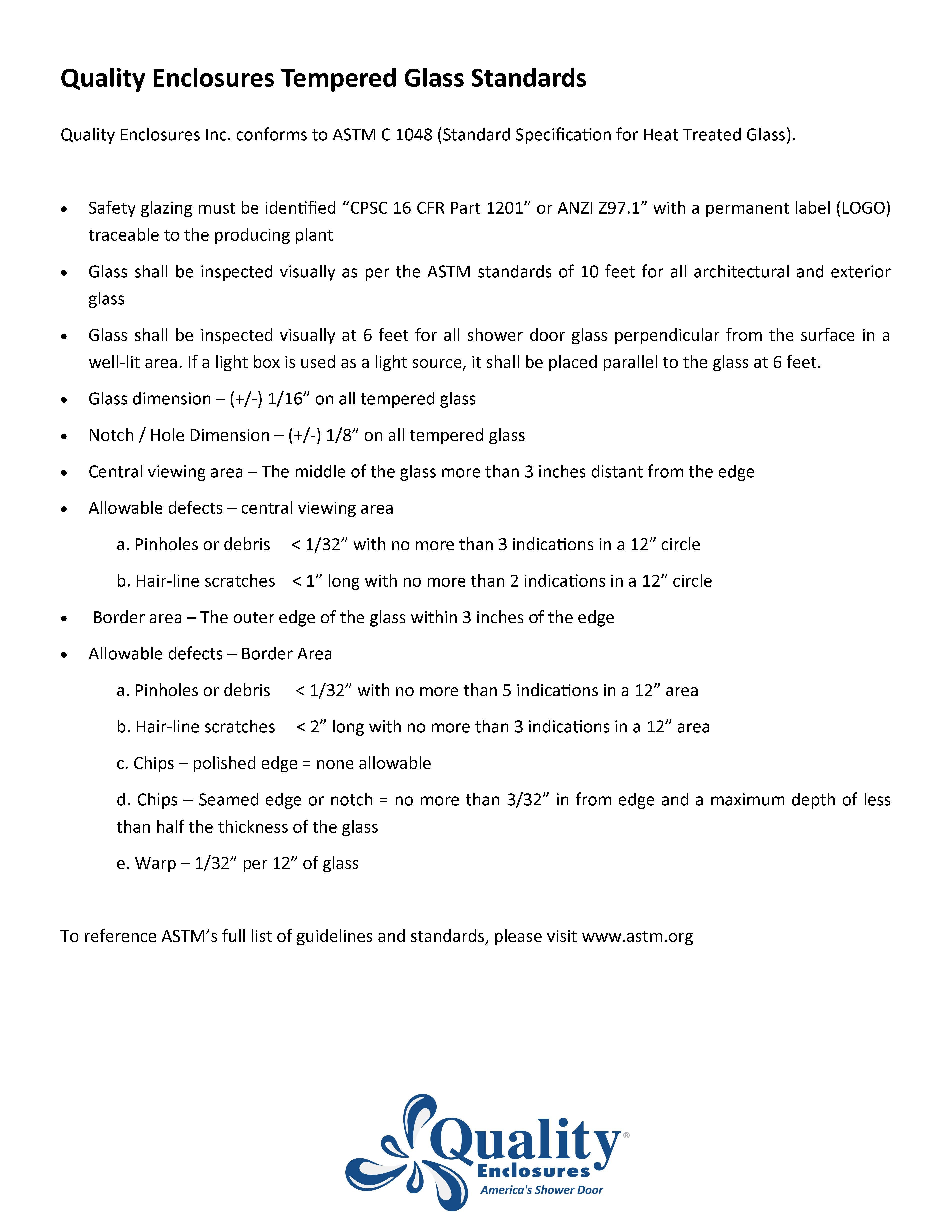 Tempered Glass Standards