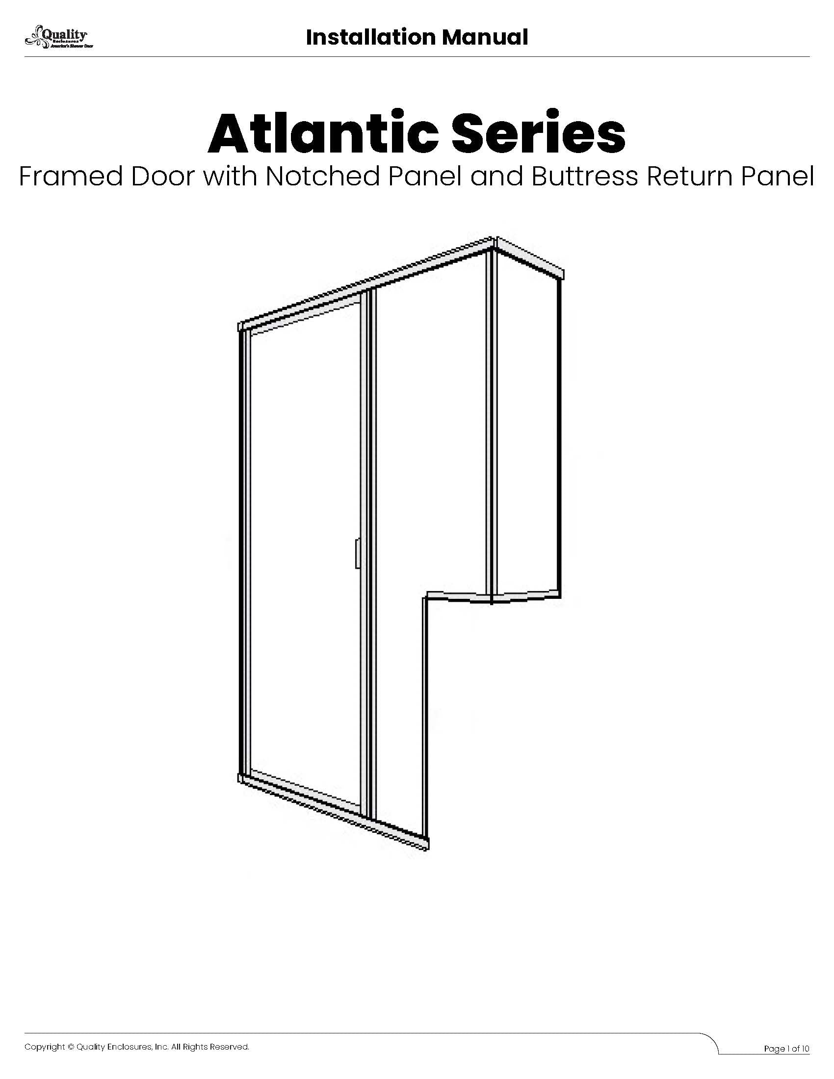 Atlantic Series - Framed Shower Door Notched Panel and Buttress Return Panel